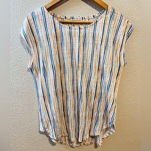 Christian Siriano 100% Linen Oversized Water Color Cap Sleeve Top Small NWOT